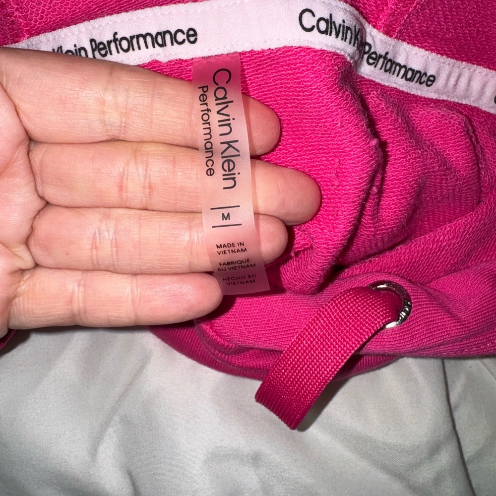 Calvin Klein Performance Pink Cropped Hoodie Sweatshirt Size M - Picture 5 of 7